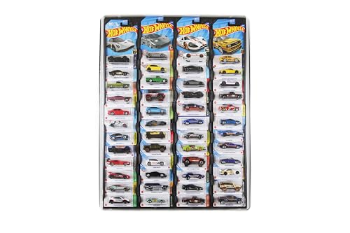 Mascar Pro Collector Edition carded wall display, a metal-framed rack holding four columns of unopened Hot Wheels blister cards